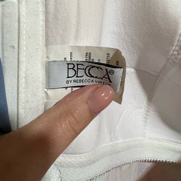 BECCA geometric bathing suit - halter top high waist ruched bottom plus size 1X - Picture 5 of 10